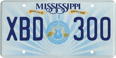 MS license plate XBD300