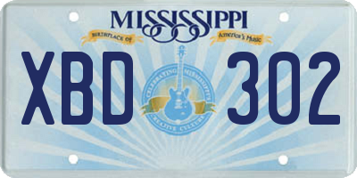 MS license plate XBD302