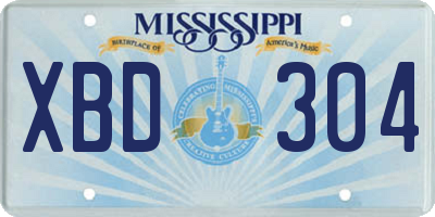 MS license plate XBD304