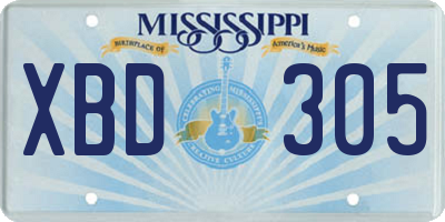 MS license plate XBD305