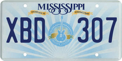 MS license plate XBD307