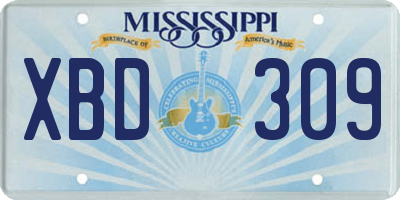 MS license plate XBD309