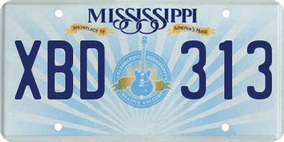 MS license plate XBD313