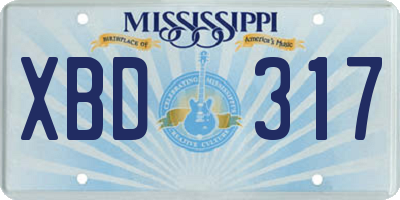 MS license plate XBD317