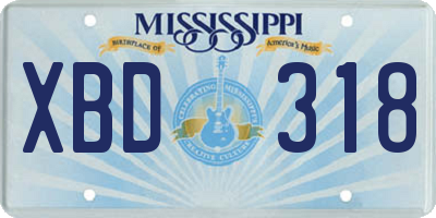 MS license plate XBD318