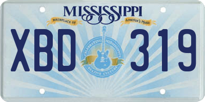 MS license plate XBD319