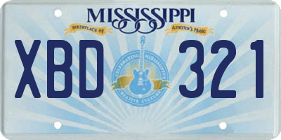 MS license plate XBD321