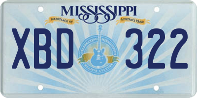 MS license plate XBD322