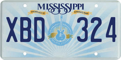 MS license plate XBD324