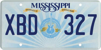 MS license plate XBD327