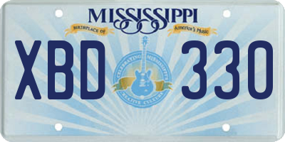 MS license plate XBD330