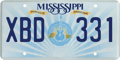 MS license plate XBD331