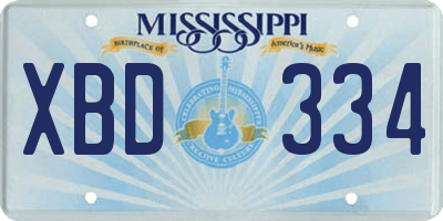 MS license plate XBD334