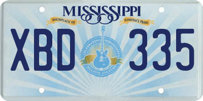 MS license plate XBD335