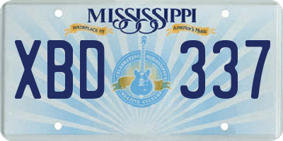 MS license plate XBD337