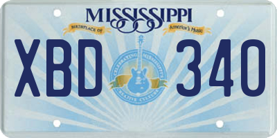 MS license plate XBD340