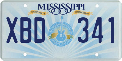 MS license plate XBD341