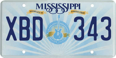 MS license plate XBD343