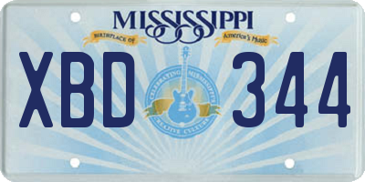 MS license plate XBD344