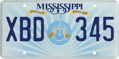 MS license plate XBD345