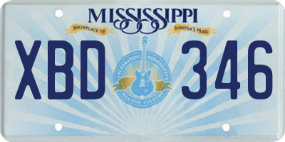 MS license plate XBD346