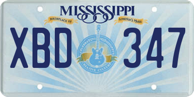 MS license plate XBD347