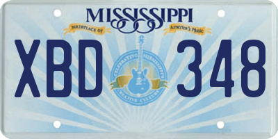 MS license plate XBD348