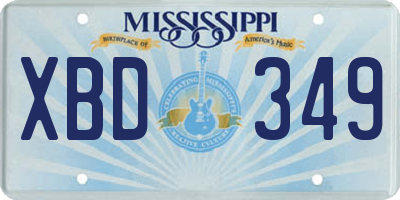 MS license plate XBD349