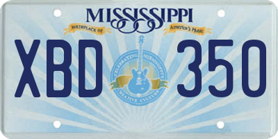 MS license plate XBD350