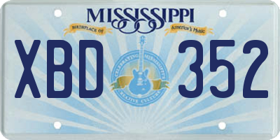 MS license plate XBD352