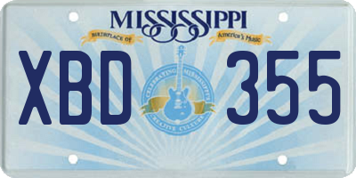 MS license plate XBD355