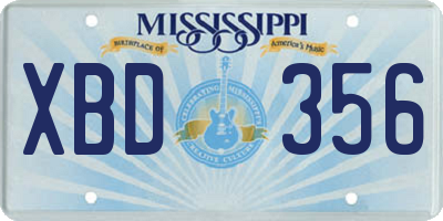 MS license plate XBD356