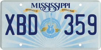 MS license plate XBD359
