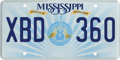 MS license plate XBD360