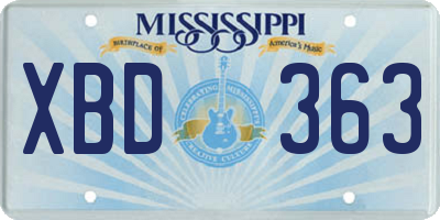 MS license plate XBD363