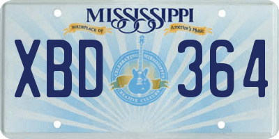 MS license plate XBD364