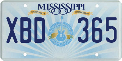 MS license plate XBD365