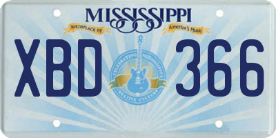 MS license plate XBD366