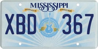 MS license plate XBD367