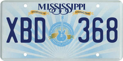 MS license plate XBD368
