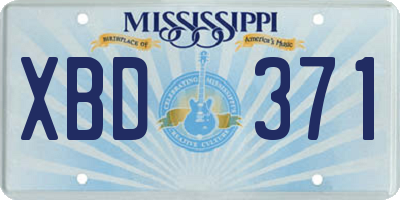 MS license plate XBD371