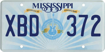 MS license plate XBD372