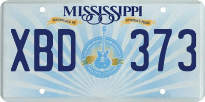 MS license plate XBD373