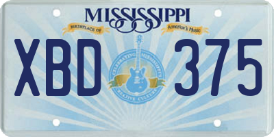 MS license plate XBD375