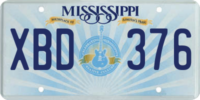 MS license plate XBD376