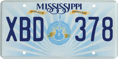 MS license plate XBD378