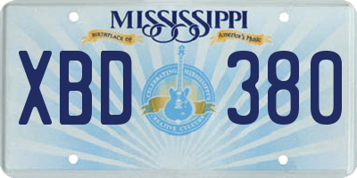 MS license plate XBD380