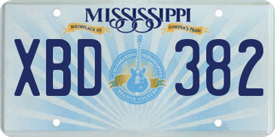 MS license plate XBD382