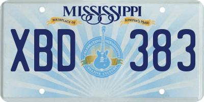 MS license plate XBD383
