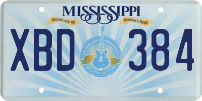 MS license plate XBD384